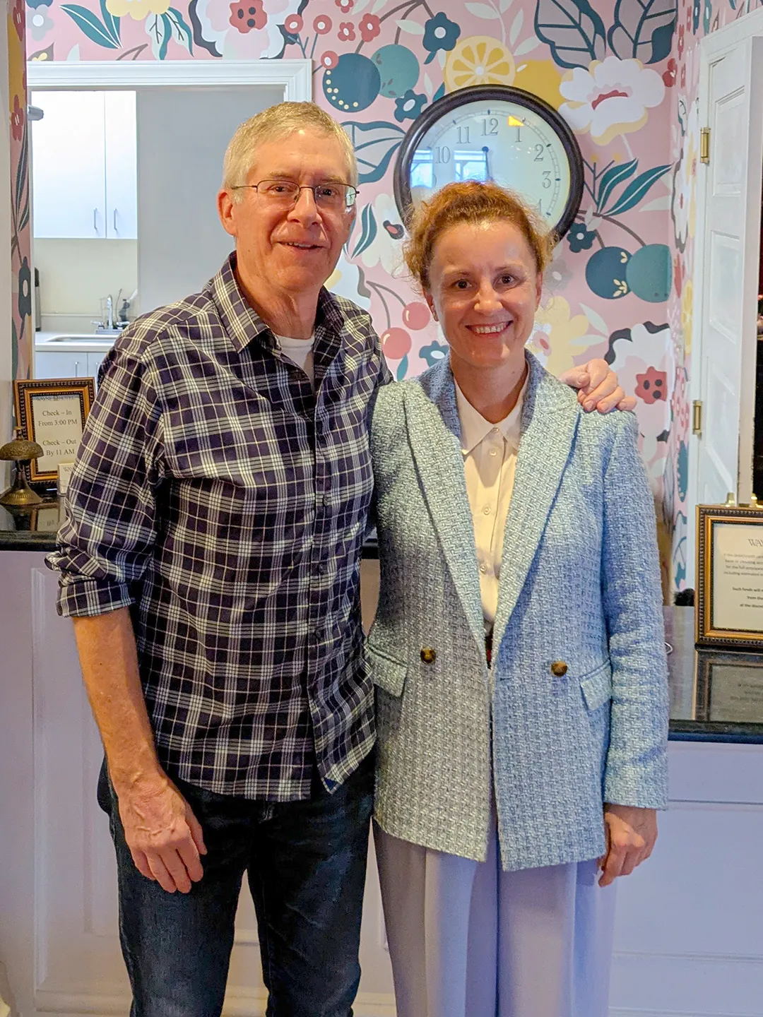 Kevin Henkes with General Manager Anna Guseva at the Wayne Hotel